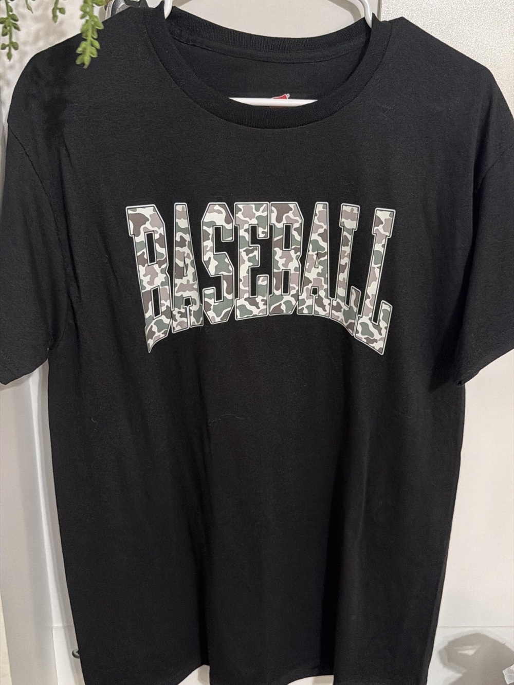 Black 'BASEBALL' Camo Graphic Tee